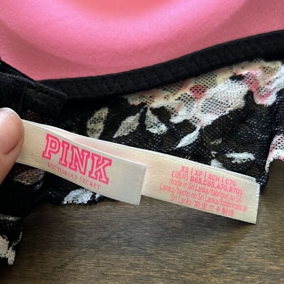 Pink Victoria’s Secret floral halter push up bralette wireless Sz-xs - Picture 10 of 13